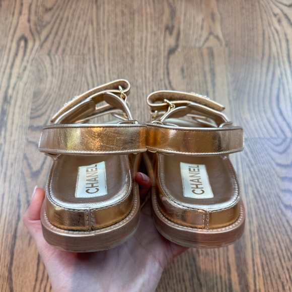 Chanel Rose gold dad Sandel size 37.5 - Picture 9 of 10